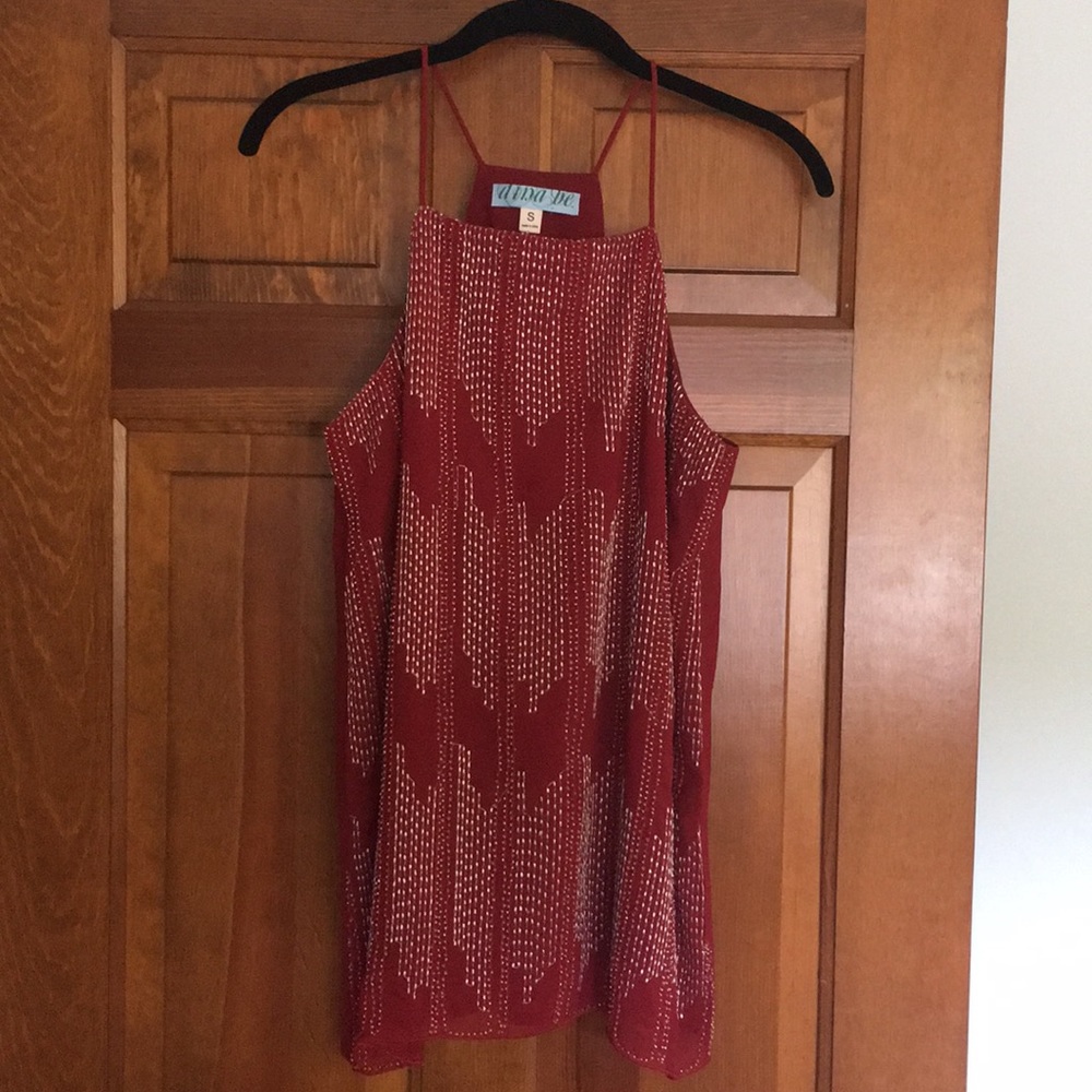 Sparkly Red Tank-Top Blouse